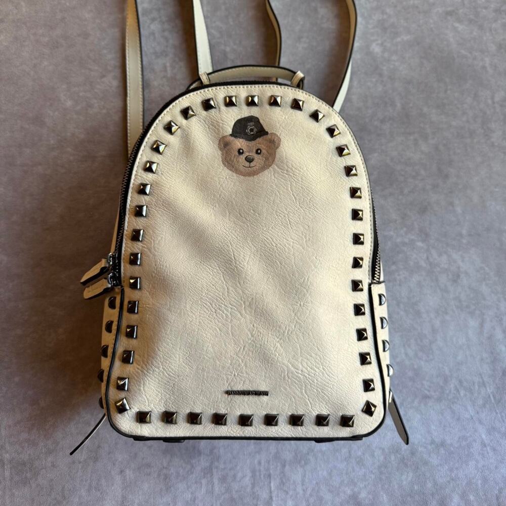Danny Bear Cream Studded Bear Backpack.